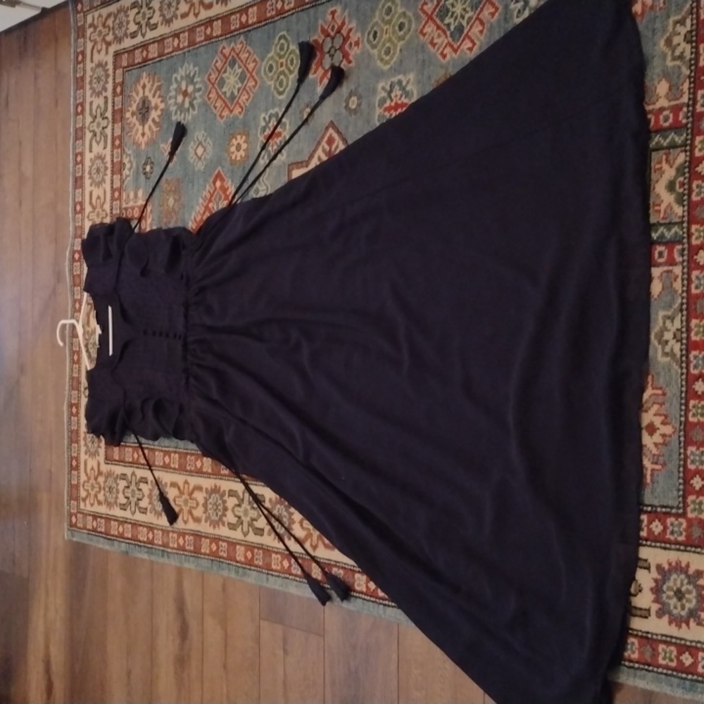Chelsea and Violet Navy Blue Chiffon Flutter Sleeve Boho Gown Size XS Oversized